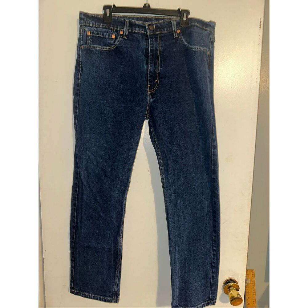 Levi’s 505 Zip Fly Straight Leg Denim Jeans Dark Wash 38 x 30